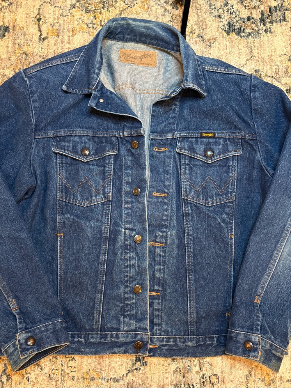 Vintage 80s Wrangler Western Trucker Denim Jacket Mens Size Large USA Made M-159